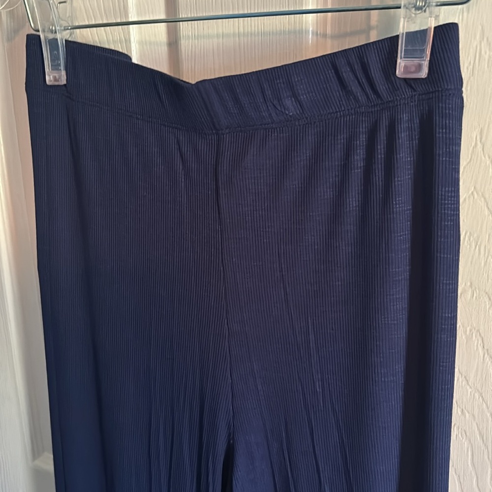 Joyspun Nautical Navy Ribbed Knit Pull On Side Pockets Sleep Pants - Picture 7 of 13
